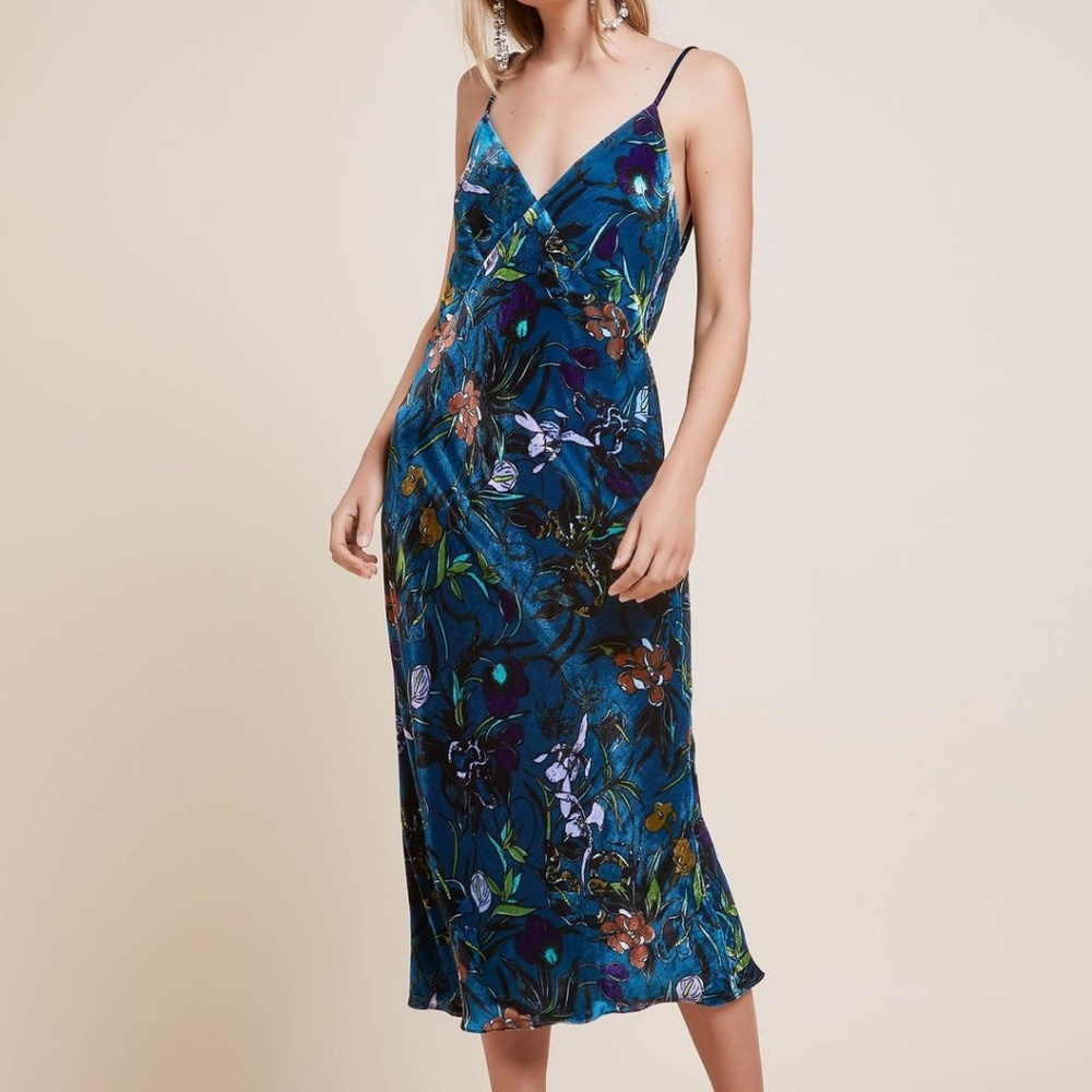 Olivia Von Halle Issa Torment Teal Silk Slip Dress, size small